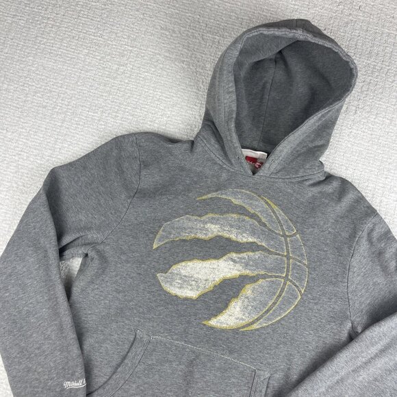 Toronto Raptors Mitchell & Ness NBA Sweatshirt Hoodie Gray Golden logo Men M - Picture 3 of 16